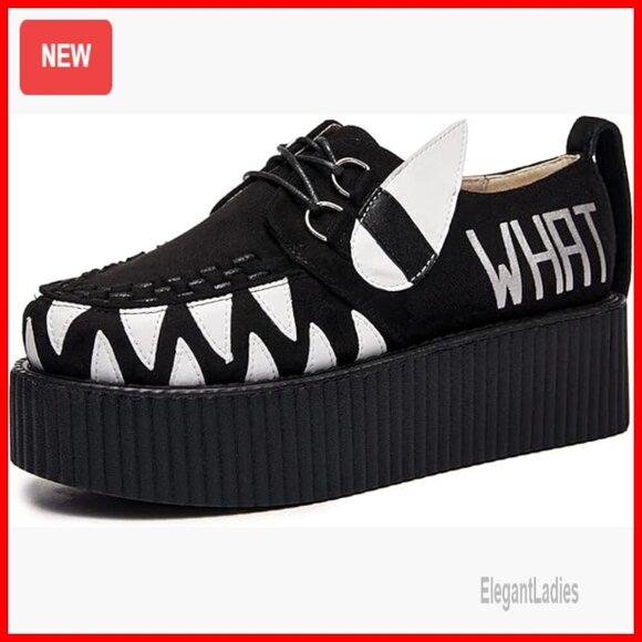 Shoes - Handmade Suede Lace Up Flat Platform Creepers Punk Fashion Shoes